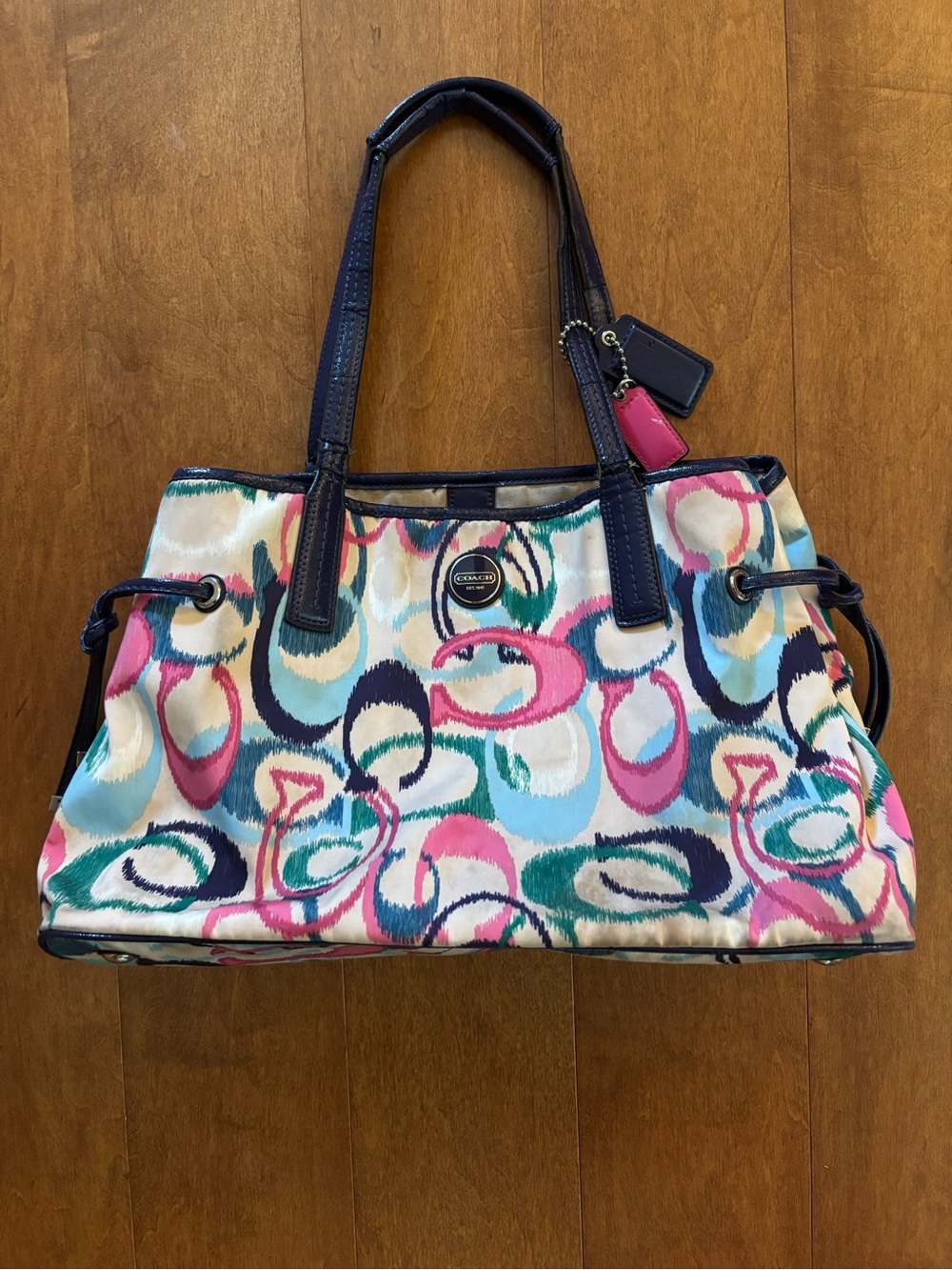Coach 2013 Poppy Ikat Signature Tote Bag